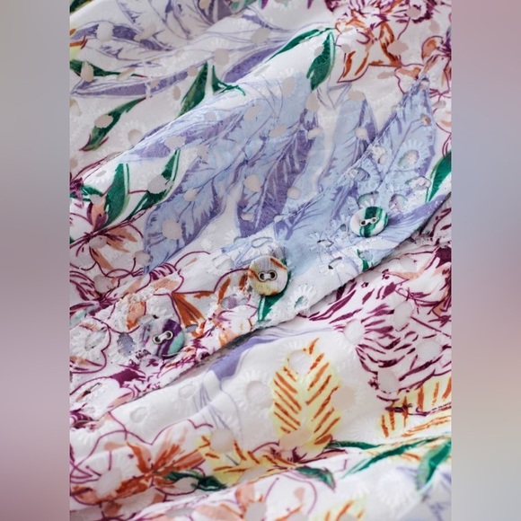 Avantlook Embroidered Eyelet Midi Dress Pastel Leaves - Picture 6 of 16